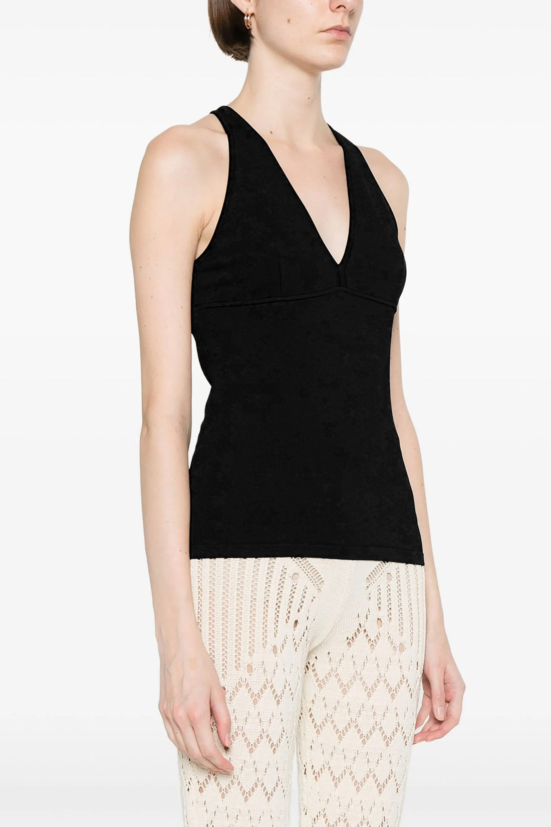 MAX MARA M armida1234 top in stretch viscose crêpe yarn worked in fabric stitch