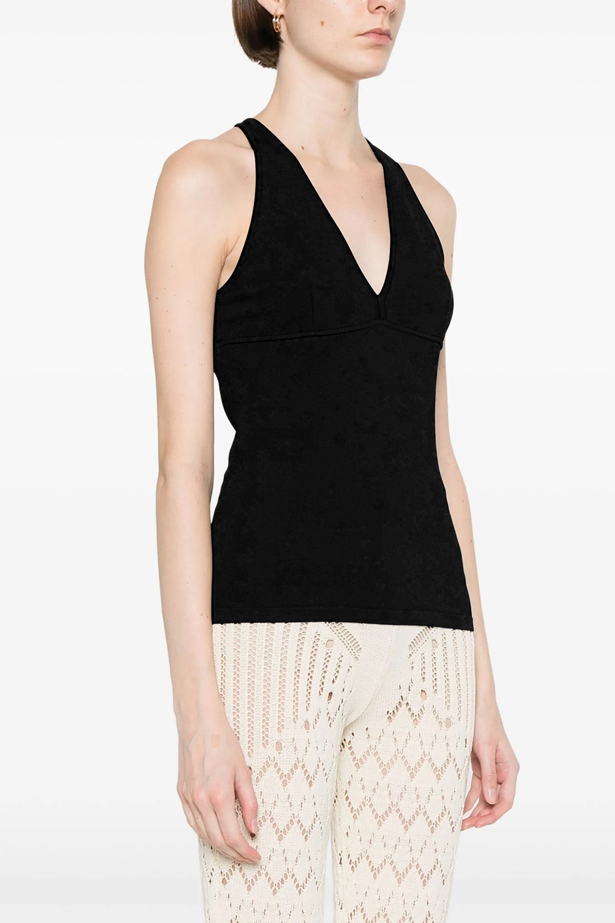 armida1234 top in stretch viscose crêpe yarn worked in fabric stitch