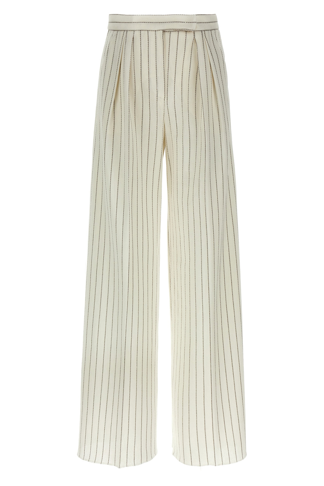 MAX MARA 48 clarion pants in pinstriped cotton and linen blend