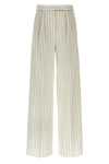clarion pants in pinstriped cotton and linen blend