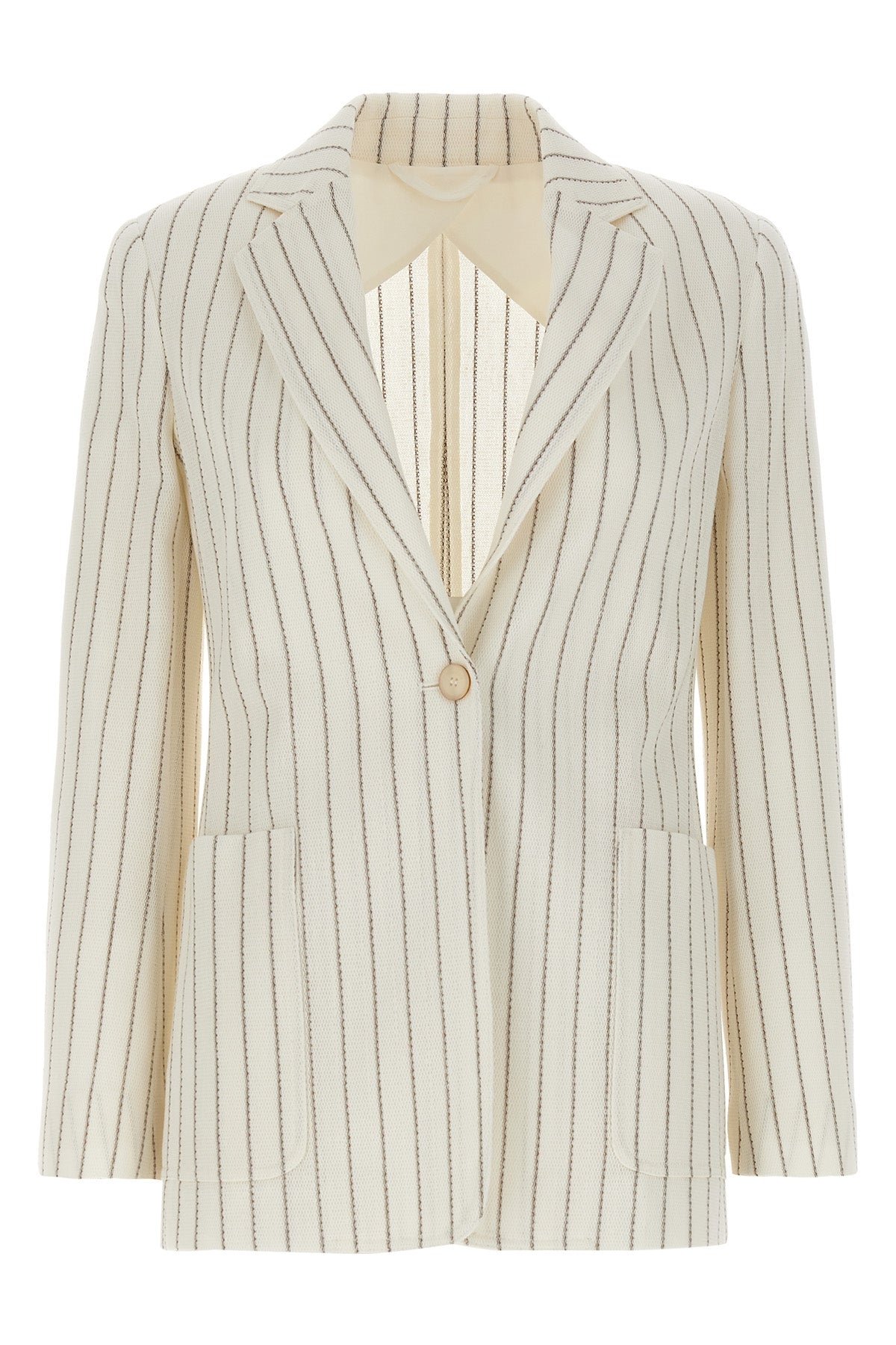 jadi single-breasted blazer in cotton and linen blend