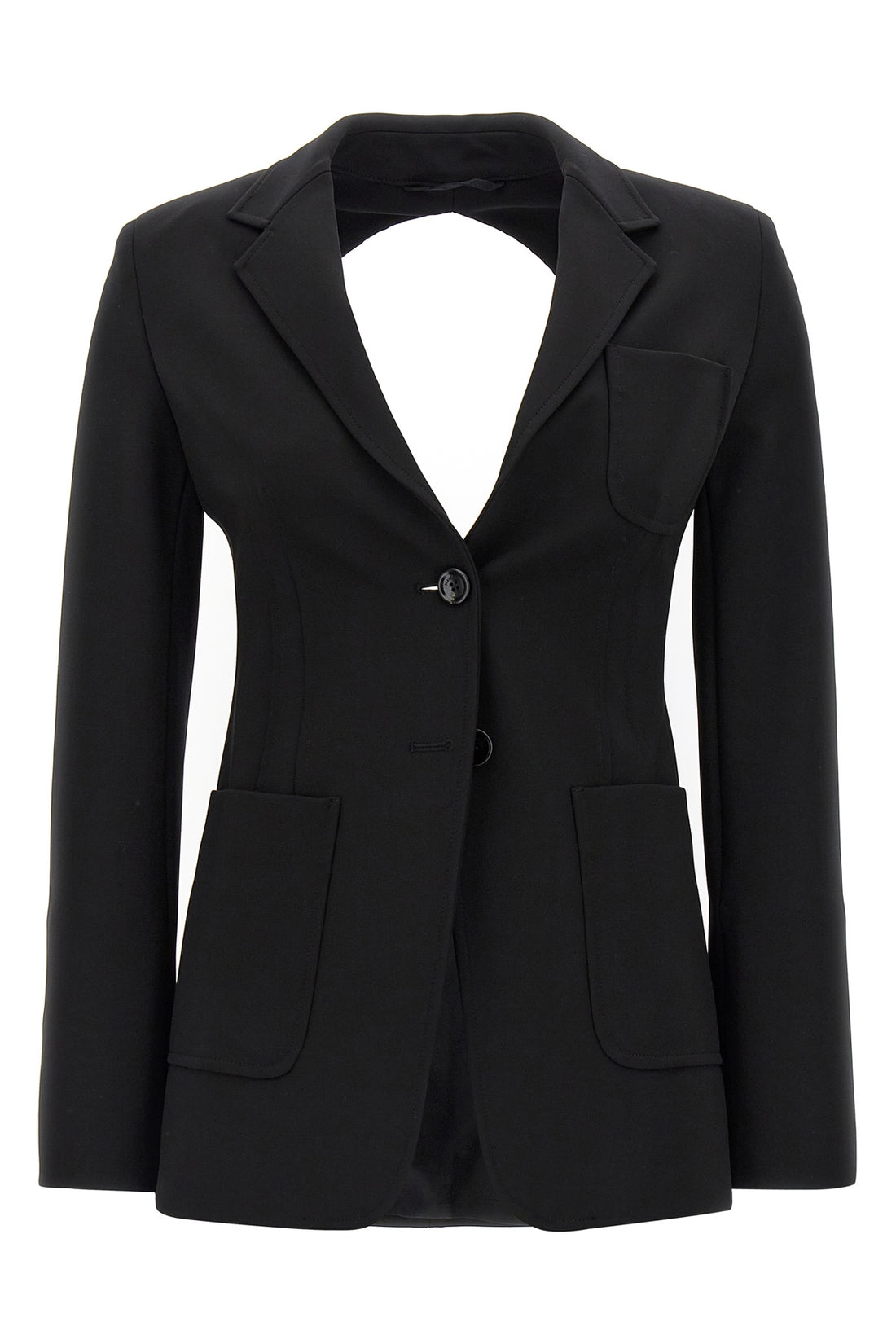 MAX MARA 42 anagni single-breasted blazer in compact stretch viscose jersey