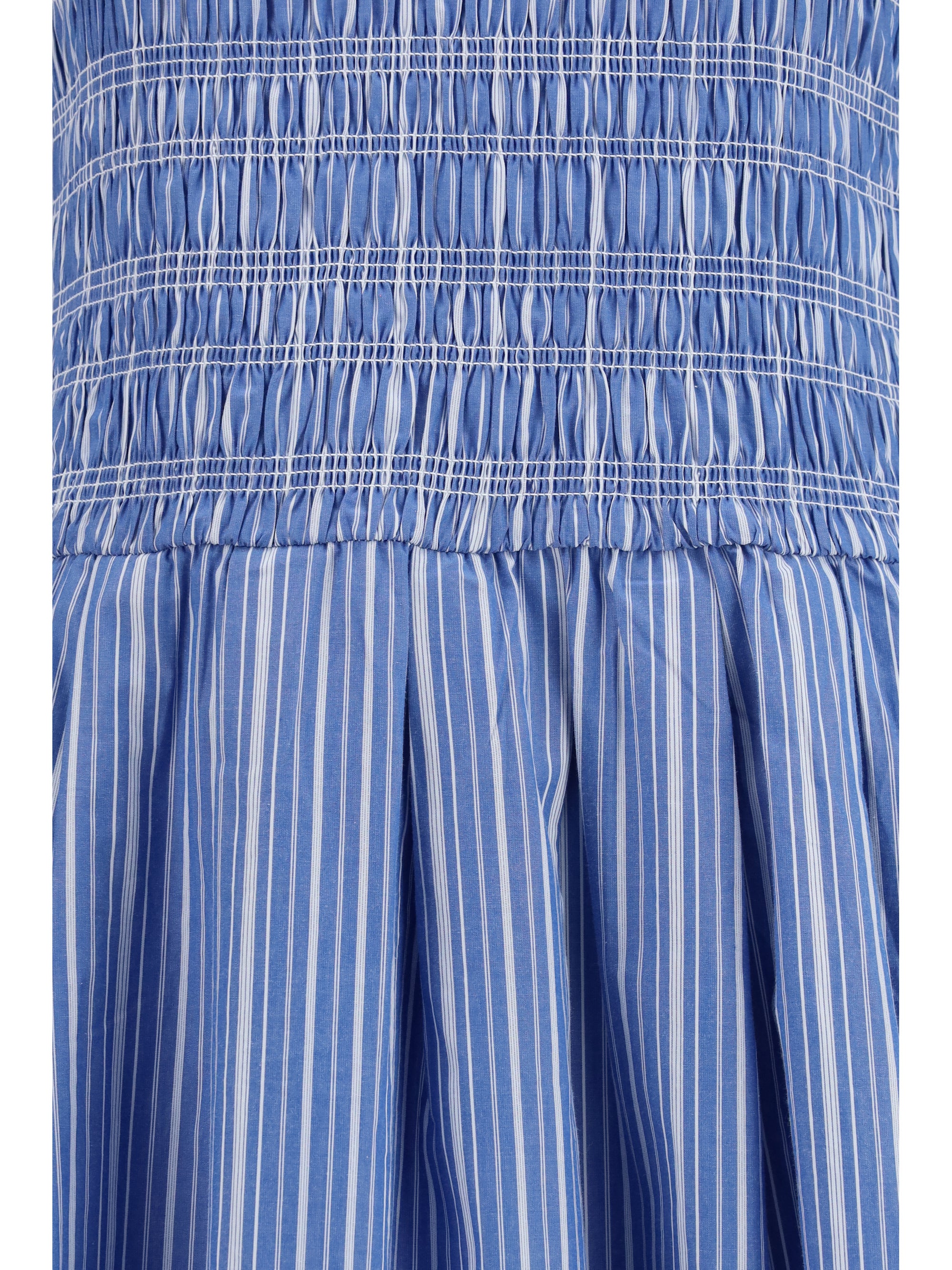 striped cotton dress with puff sleeves