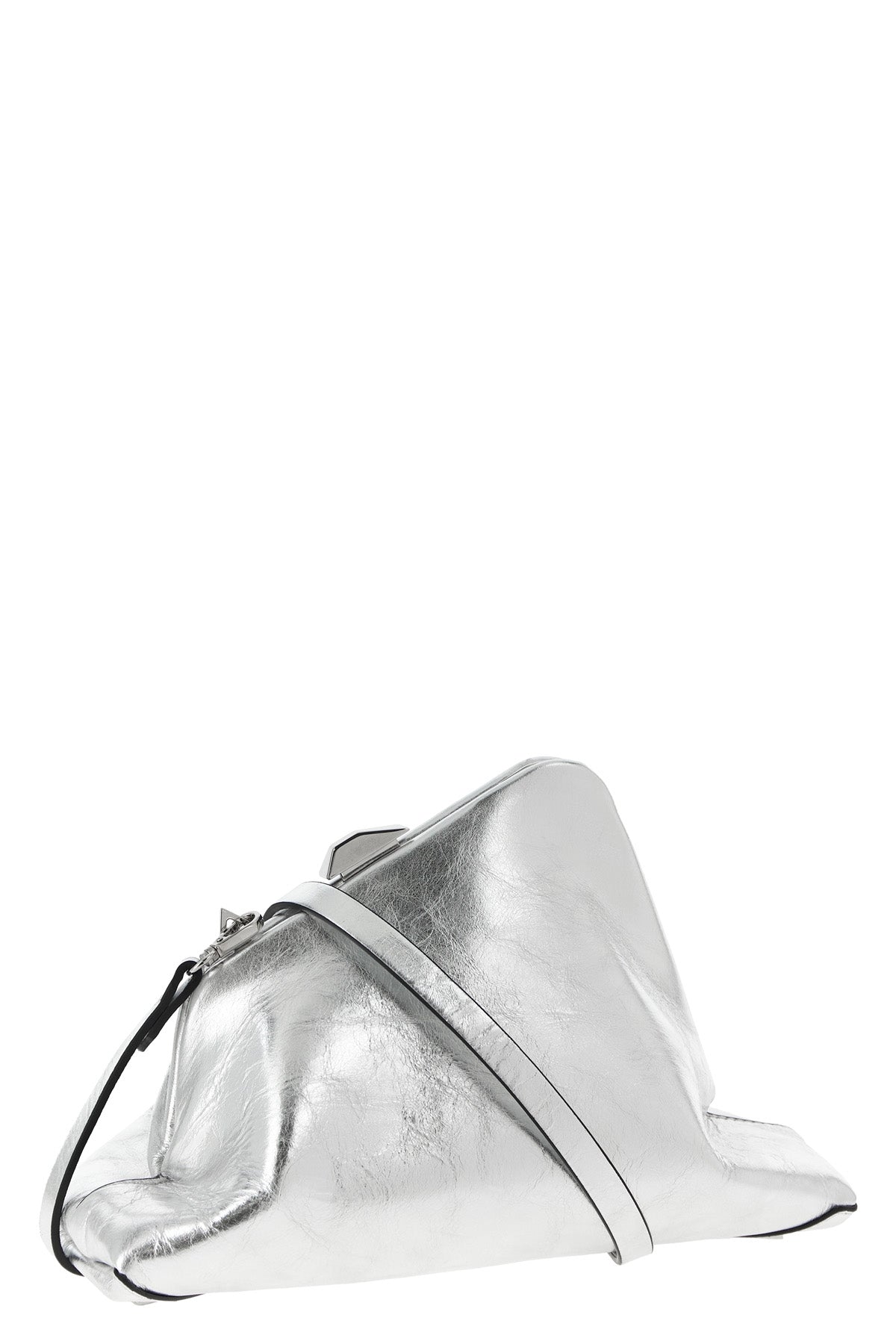 day off small craquelé laminated leather clutch