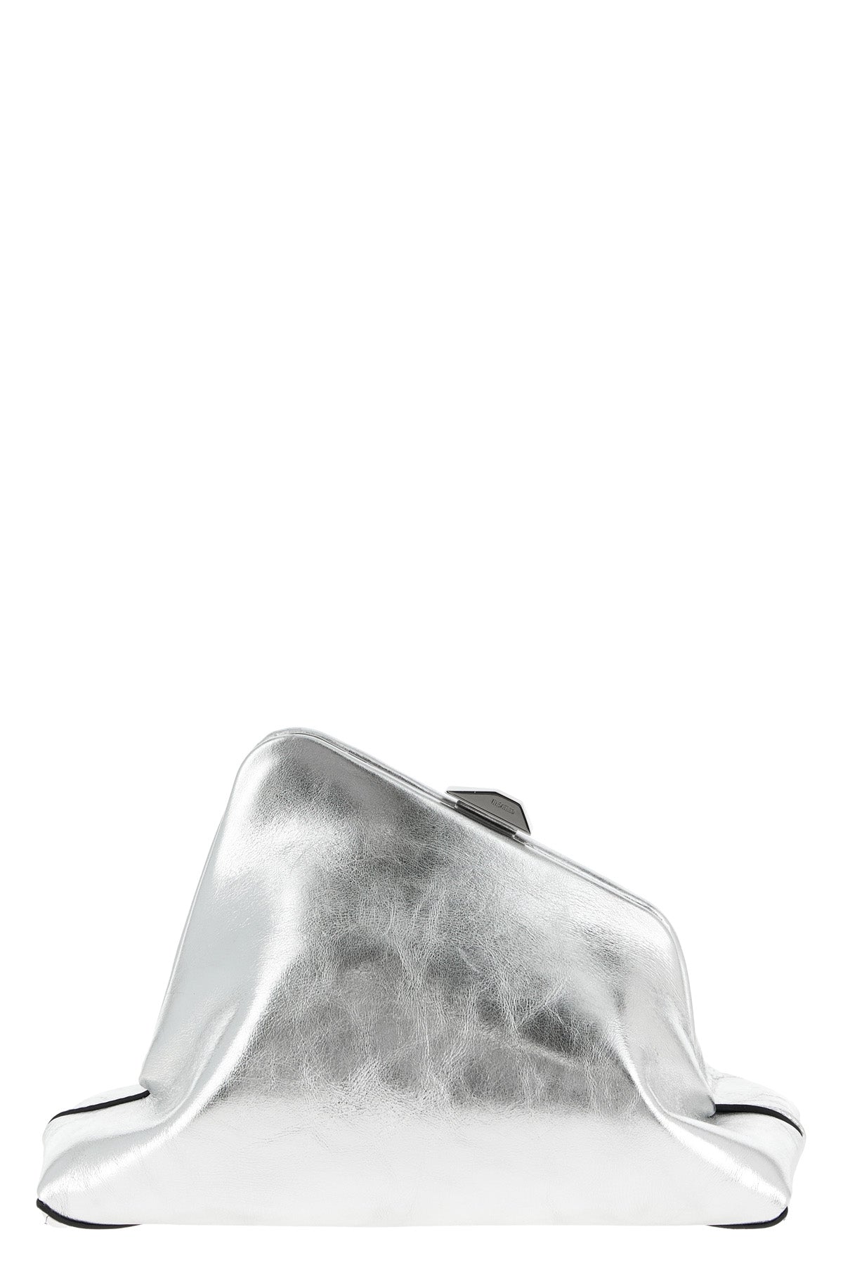 day off small craquelé laminated leather clutch