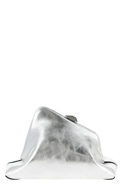 day off small craquelé laminated leather clutch
