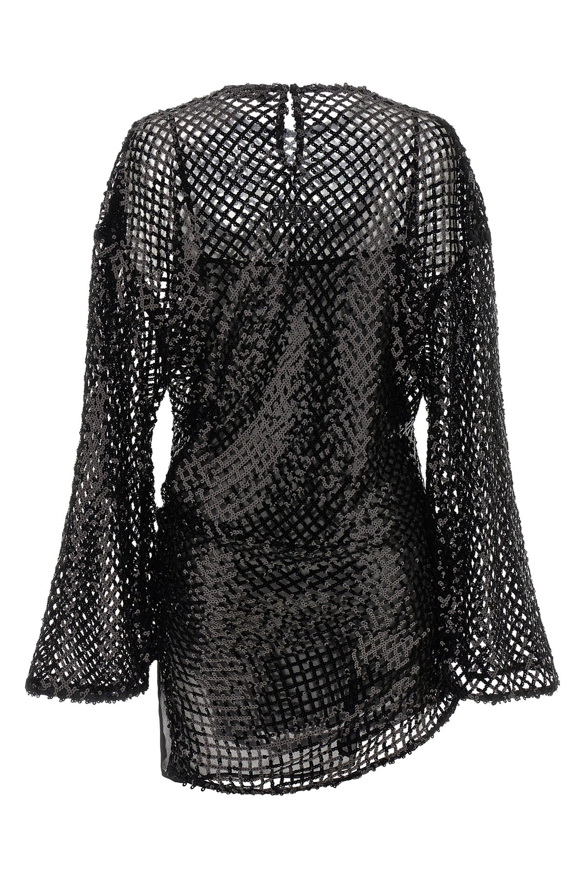 semi-transparent mesh mini dress