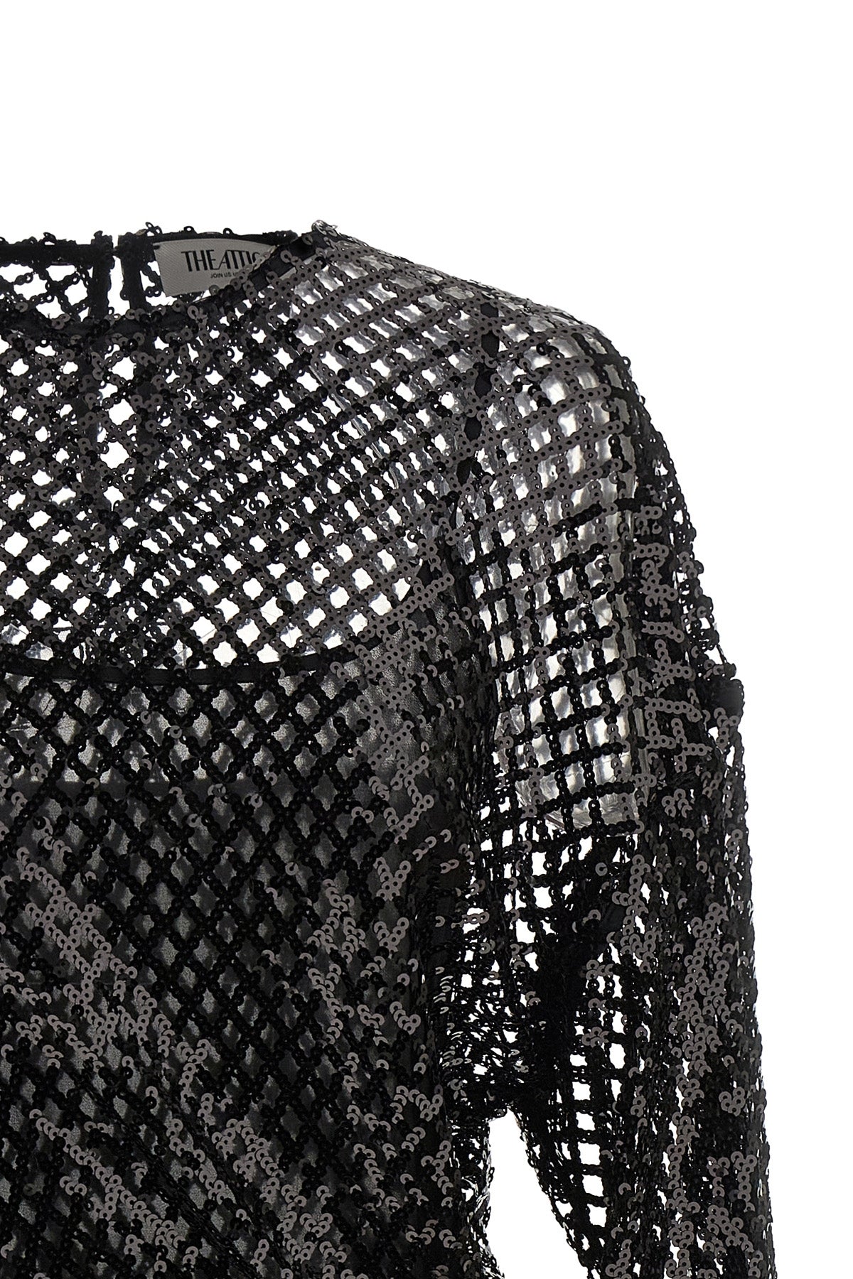 semi-transparent mesh mini dress