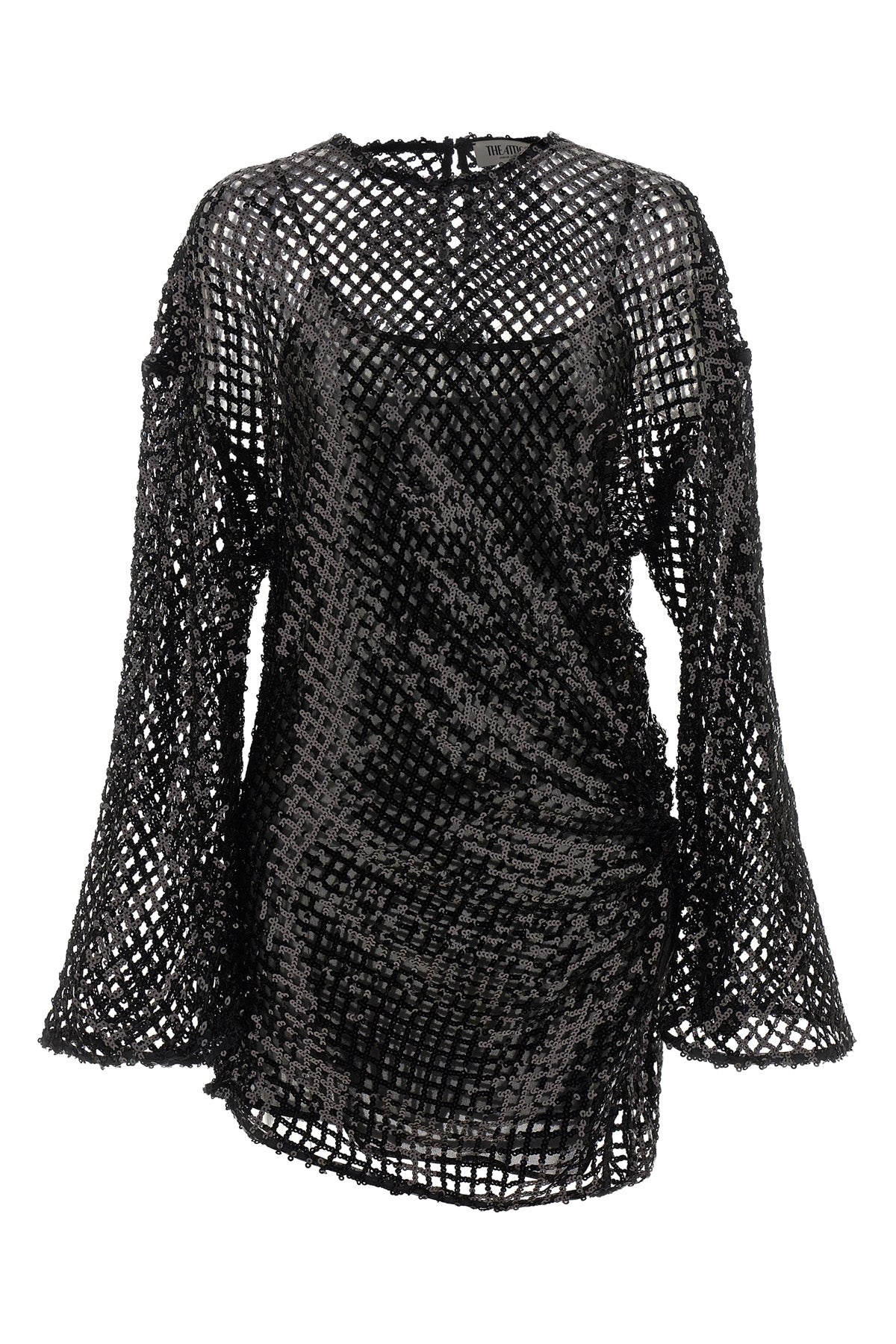 semi-transparent mesh mini dress