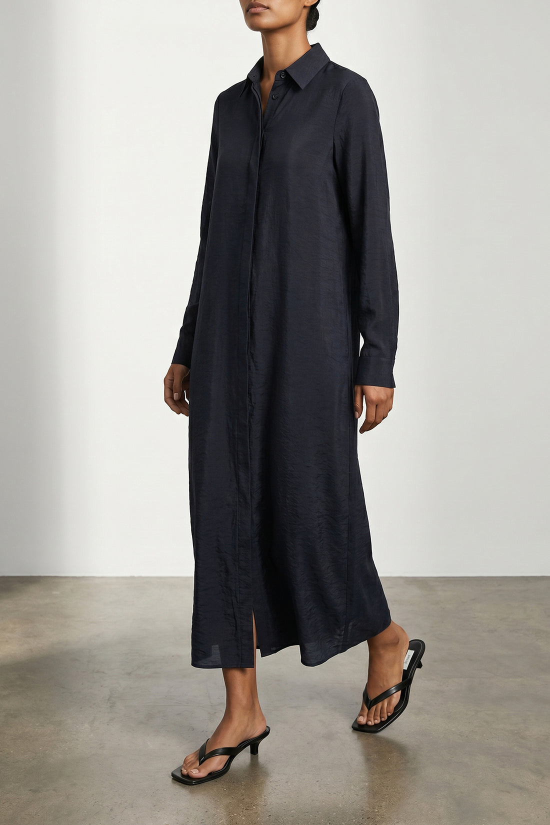 TOTEME 34 long parachute dress in light and delicately ruffled silk blend