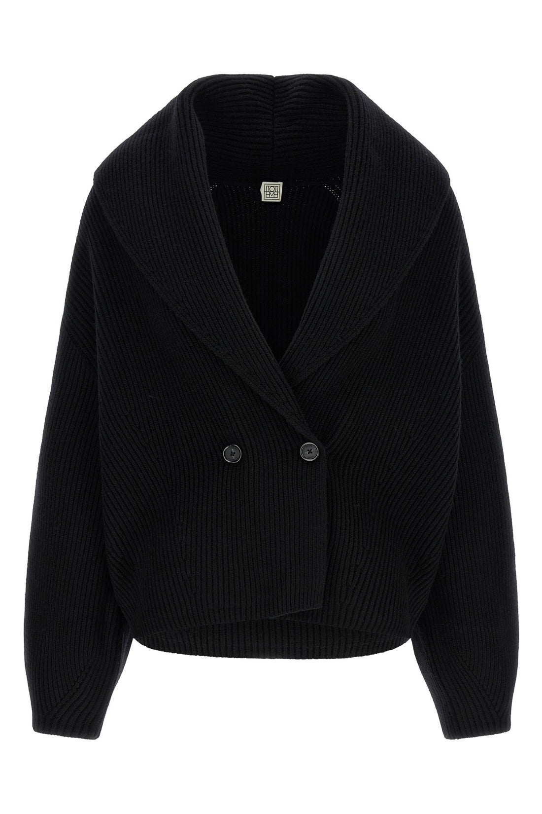 TOTEME XS shawl-lapel heavy ribbed wool cardigan knitted