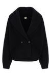 shawl-lapel heavy ribbed wool cardigan knitted