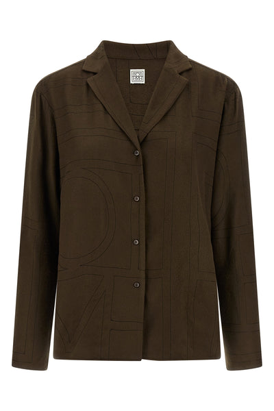 toteme embroidered modal flannel shirt