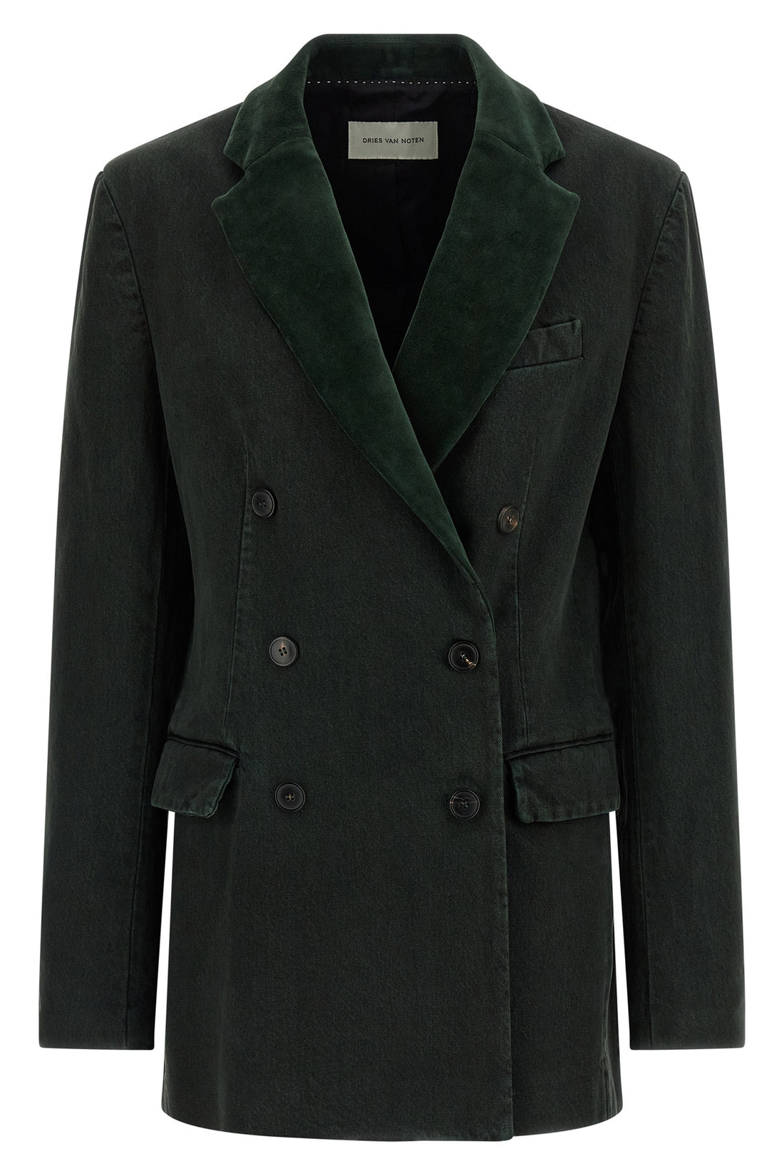 DRIES VAN NOTEN 34 befya double-breasted stonewashed cotton denim blazer