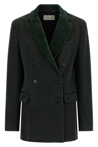 befya double-breasted stonewashed cotton denim blazer