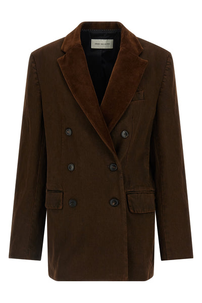 befya double-breasted stonewashed cotton denim blazer