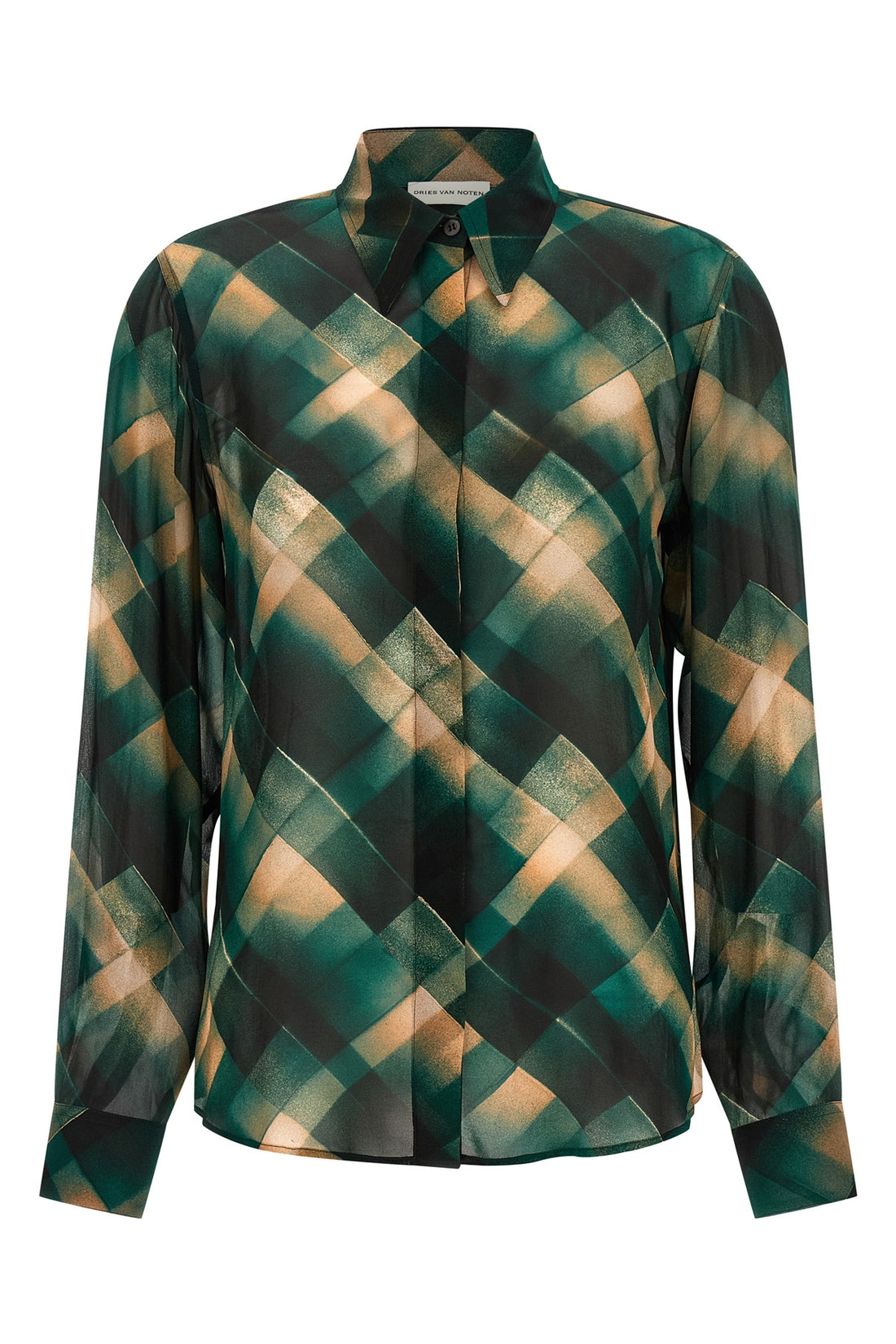 DRIES VAN NOTEN 44 chowy shirt in lightweight semi-transparent viscose