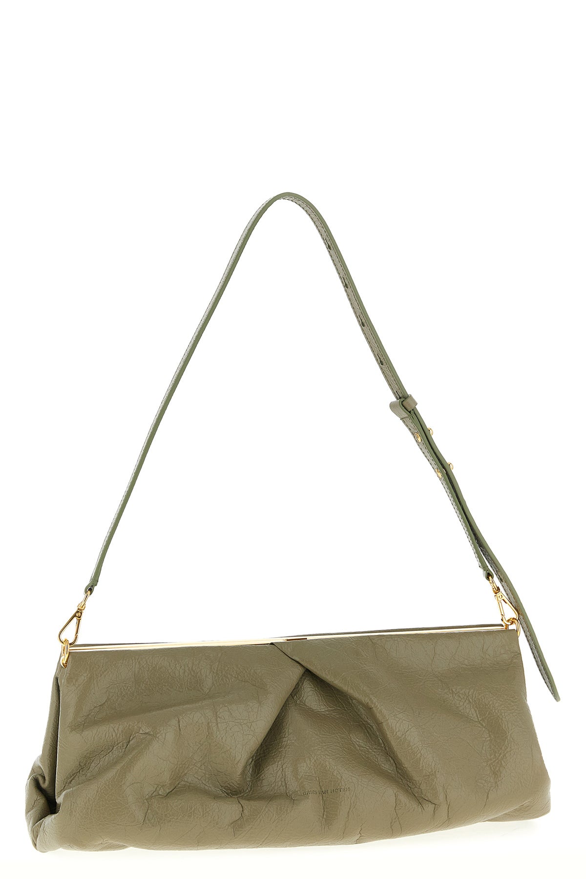 large crisp craquelé leather clutch