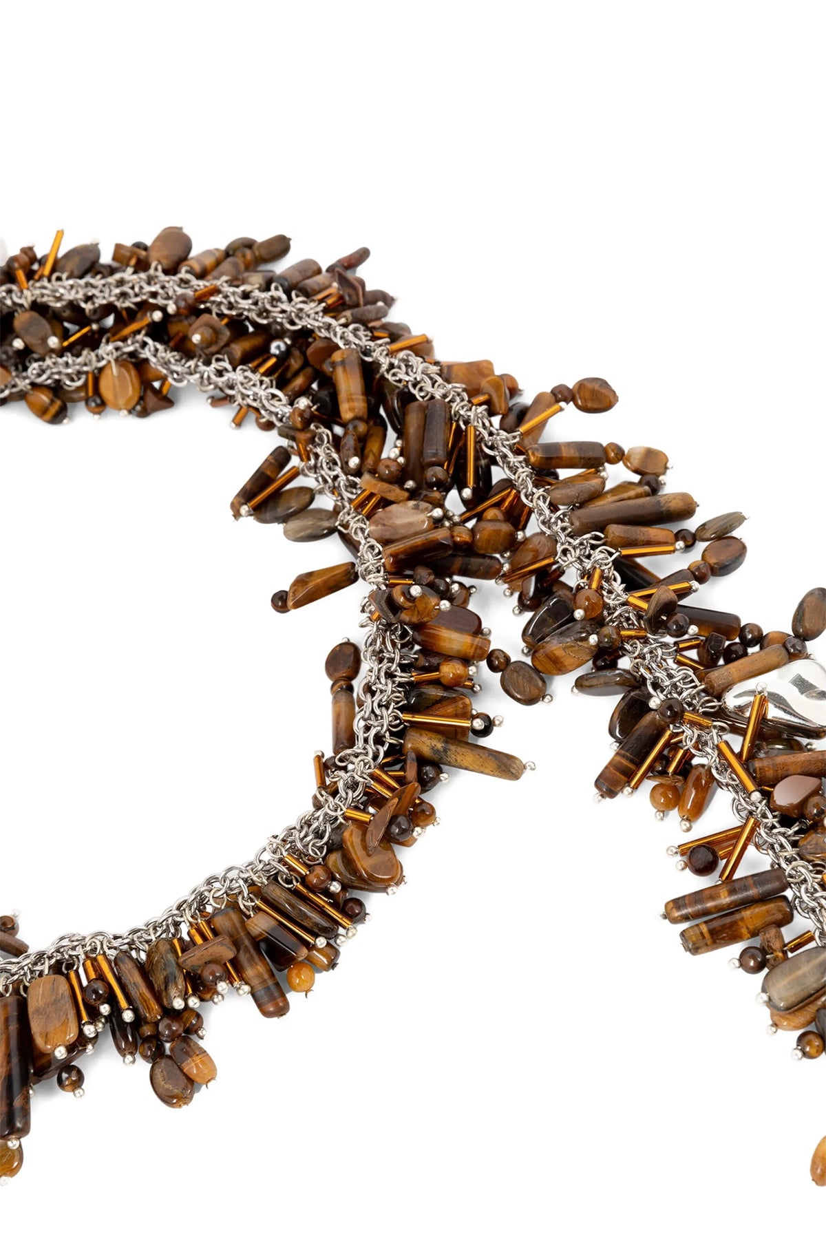 embroidered scarf handmade necklace in brass and resin