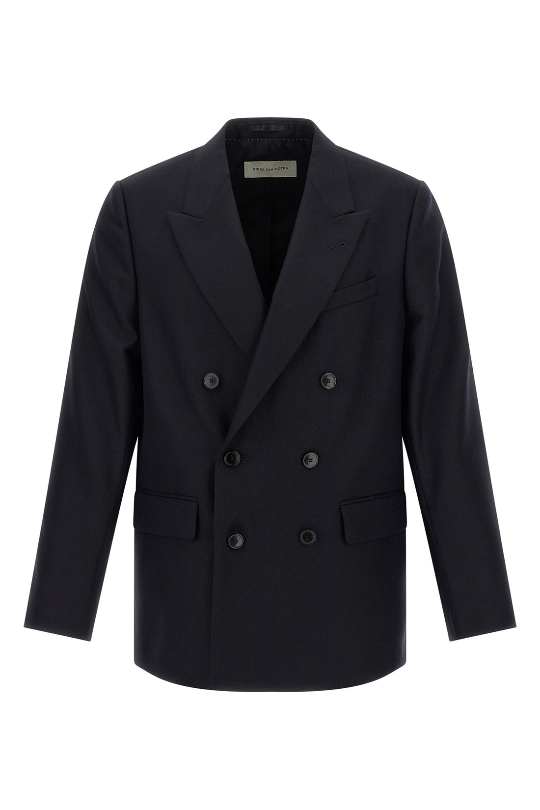 DRIES VAN NOTEN 48 buforden double-breasted blazer in herringbone wool