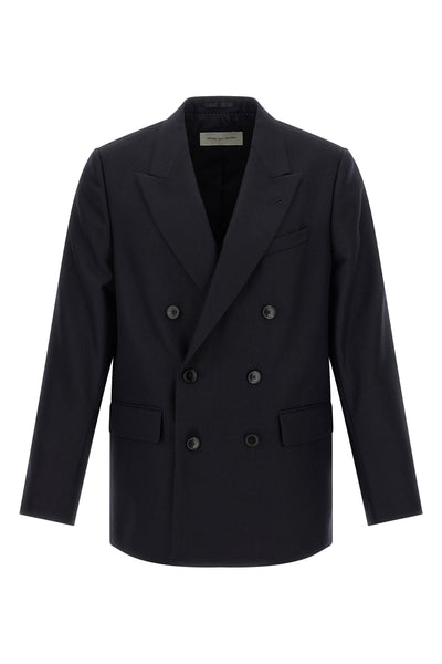 buforden double-breasted blazer in herringbone wool