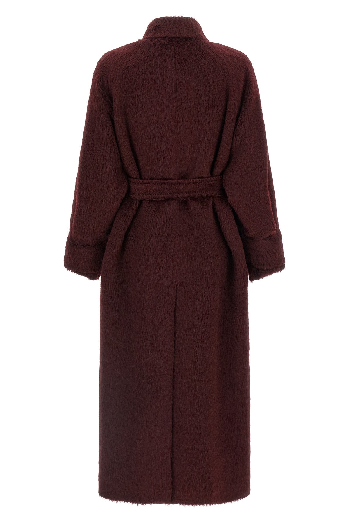 long albata1234 coat in long-haired alpaca and wool fabric