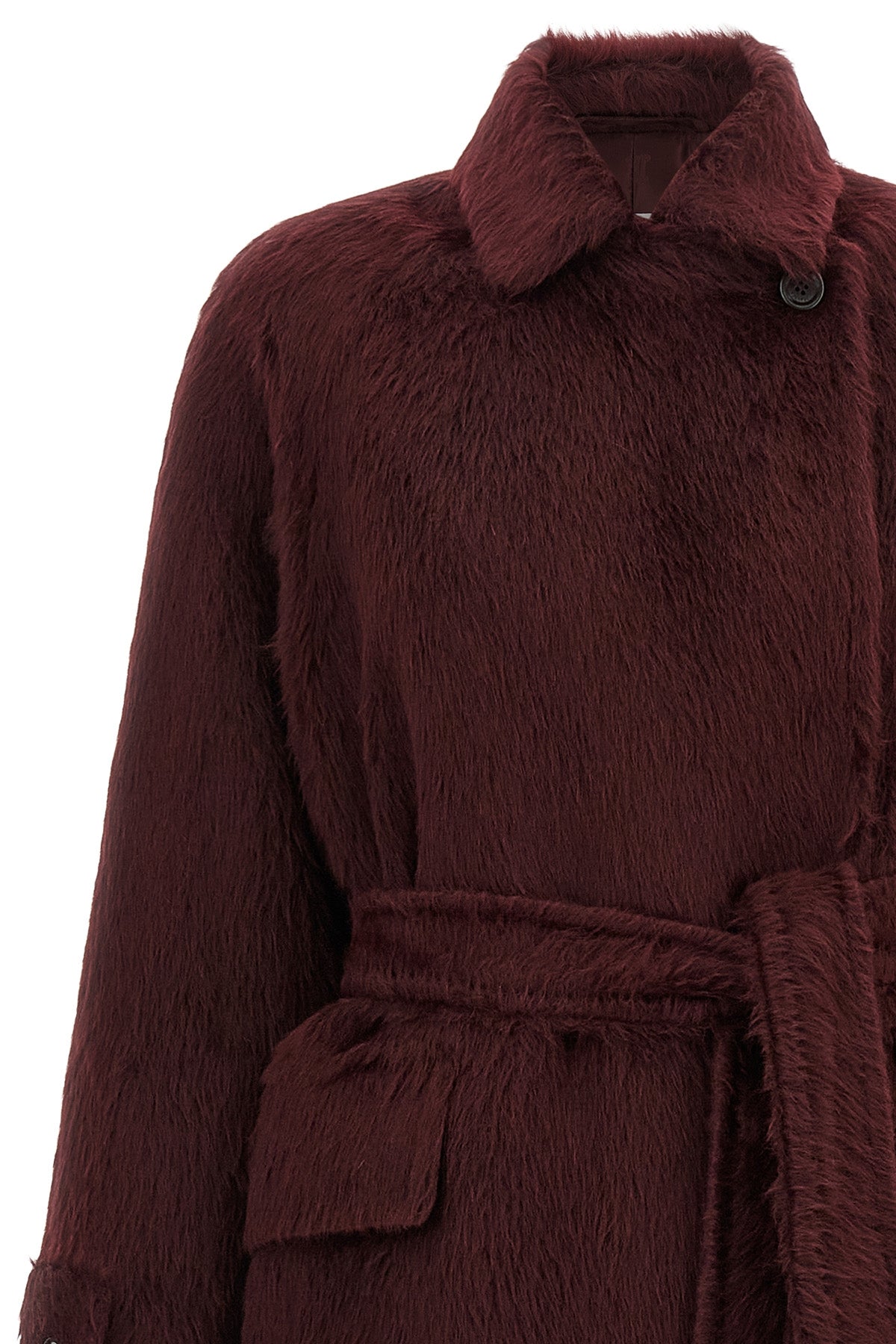 long albata1234 coat in long-haired alpaca and wool fabric
