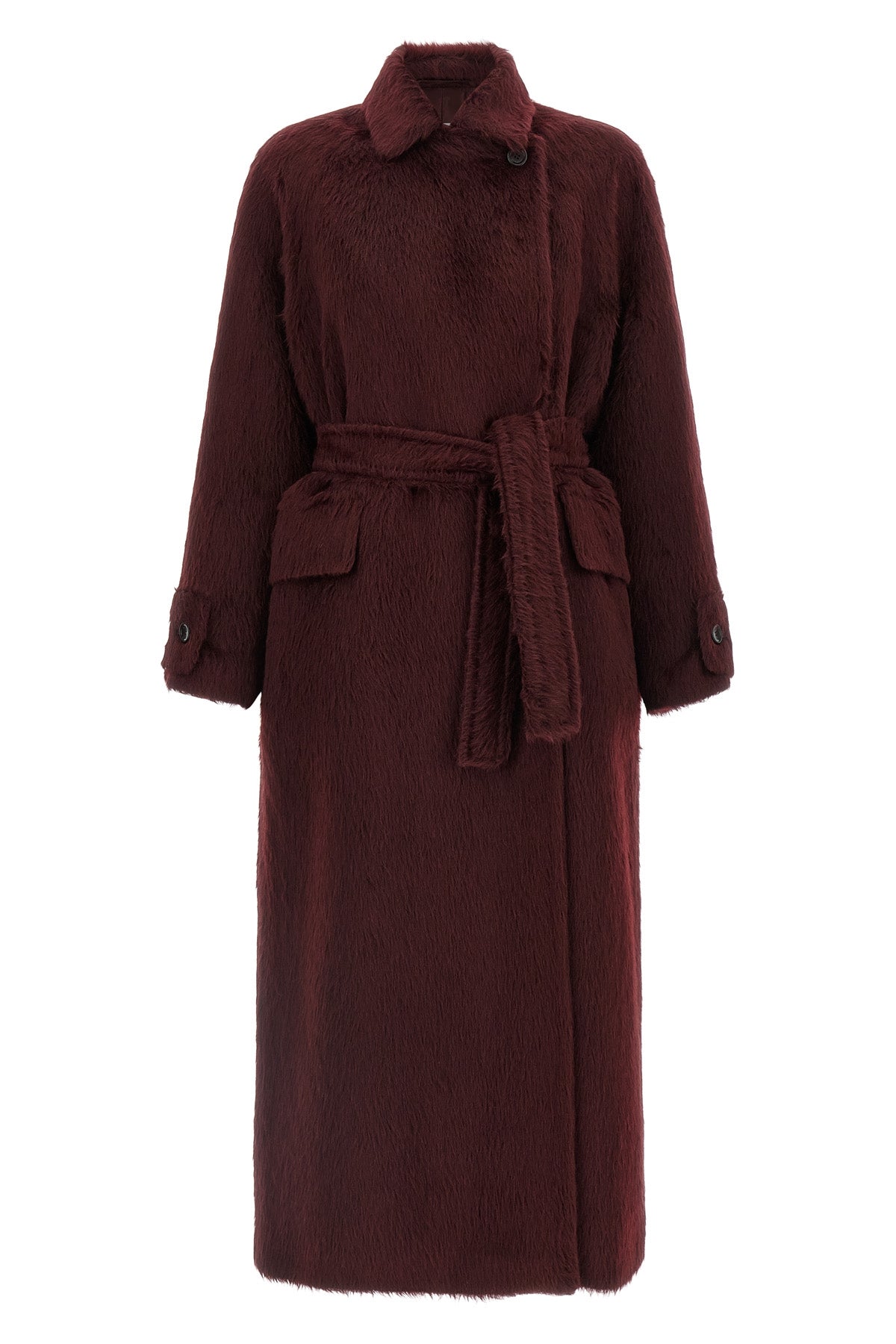 long albata1234 coat in long-haired alpaca and wool fabric