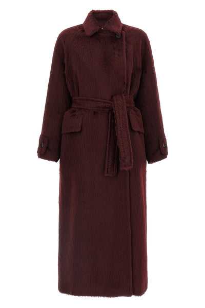 long albata1234 coat in long-haired alpaca and wool fabric