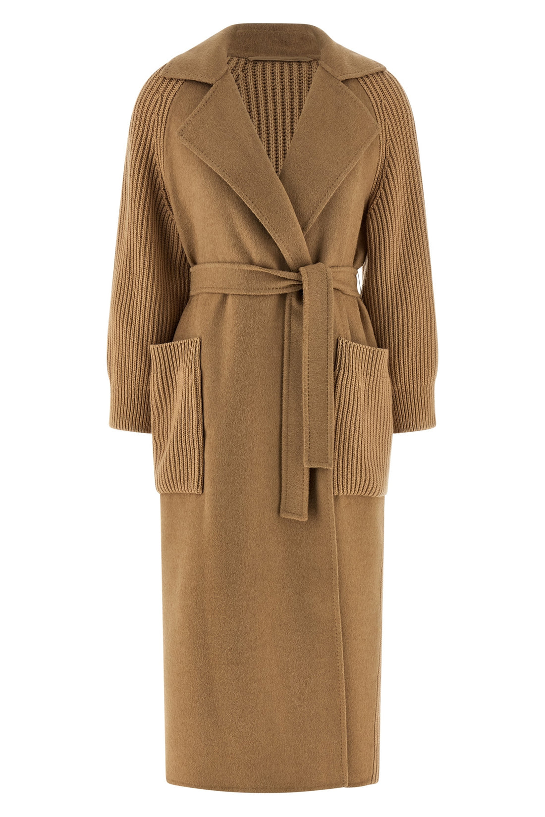 MAX MARA 40 long berard1234 coat in english ribbed wool and cashmere yarn