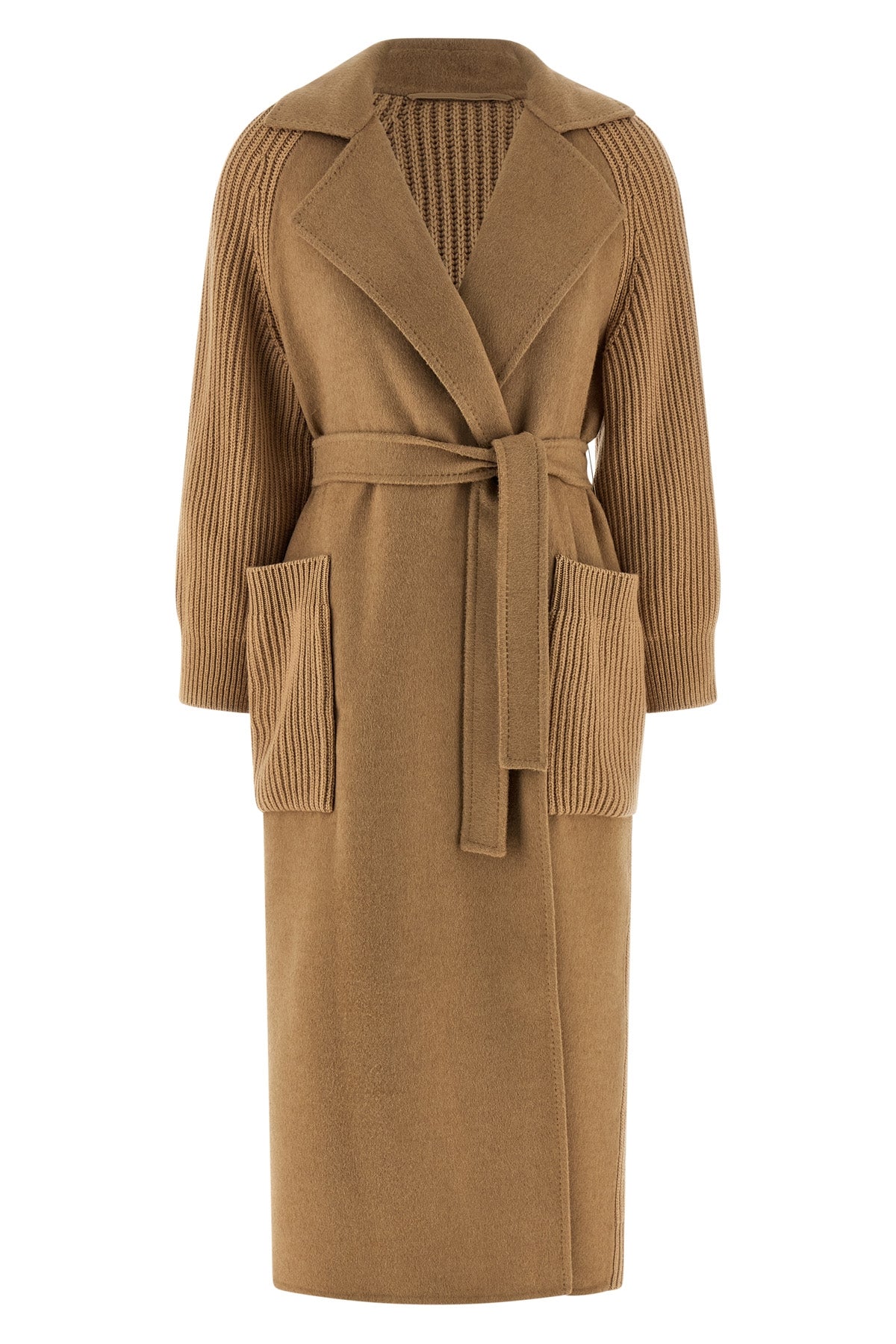 long berard1234 coat in english ribbed wool and cashmere yarn