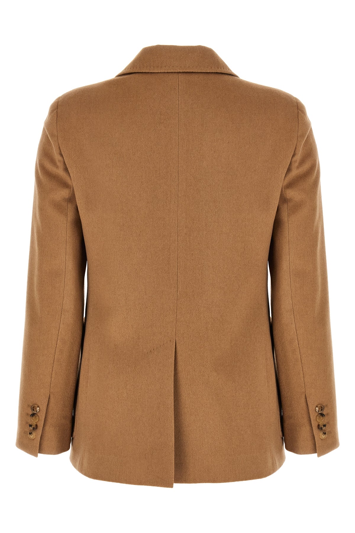 belluno single-breasted blazer in light sable baby camel drap finished