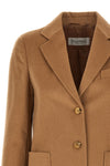 belluno single-breasted blazer in light sable baby camel drap finished