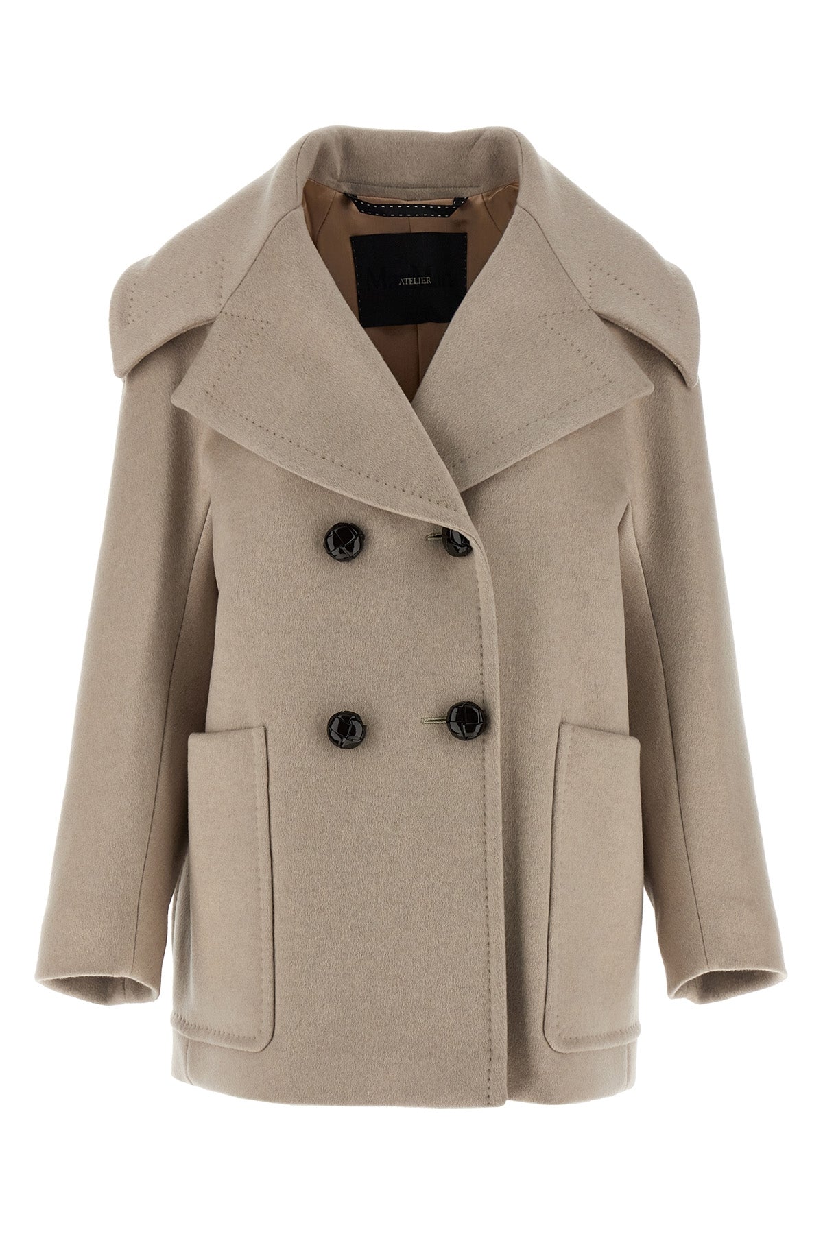 mario double-breasted coat in pure cashmere drap