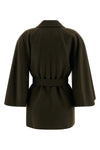 verna coat in double drap of hand-stitched baby camel finished