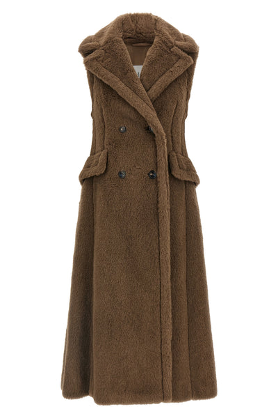 long boario1234 coat in alpaca and wool teddy fabric on a silk base