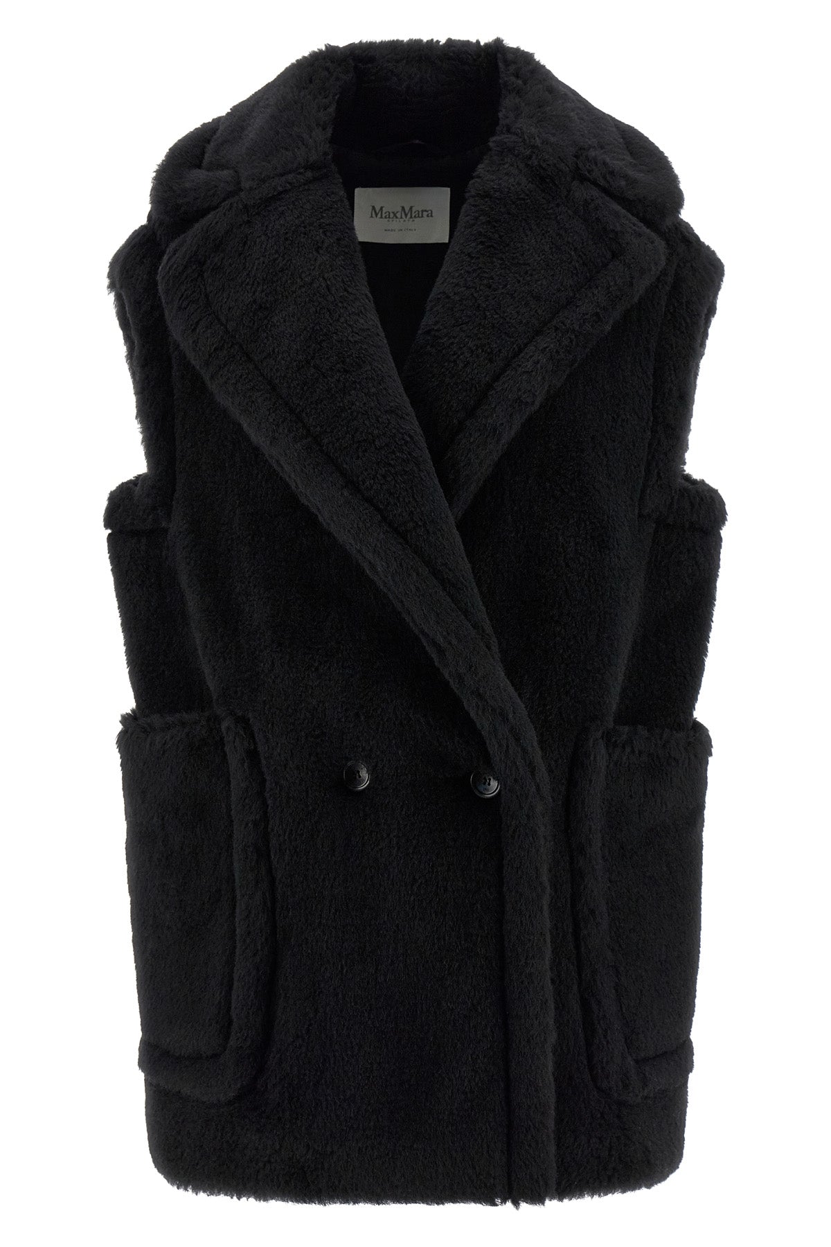 bormida1234 vest in alpaca and wool teddy fabric on a silk base