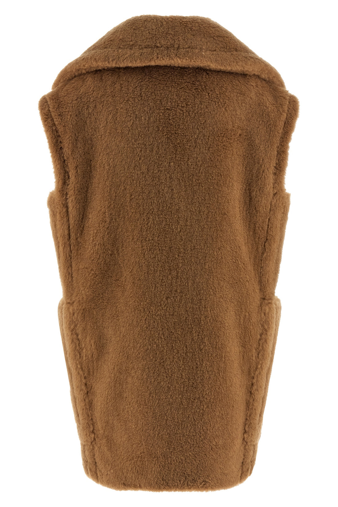 MAX MARA 42 breda1234 vest in camel teddy fabric on a silk base