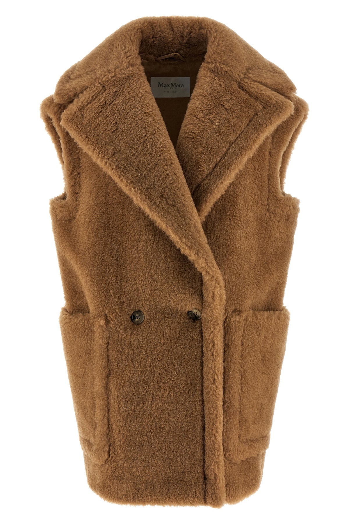 breda1234 vest in camel teddy fabric on a silk base
