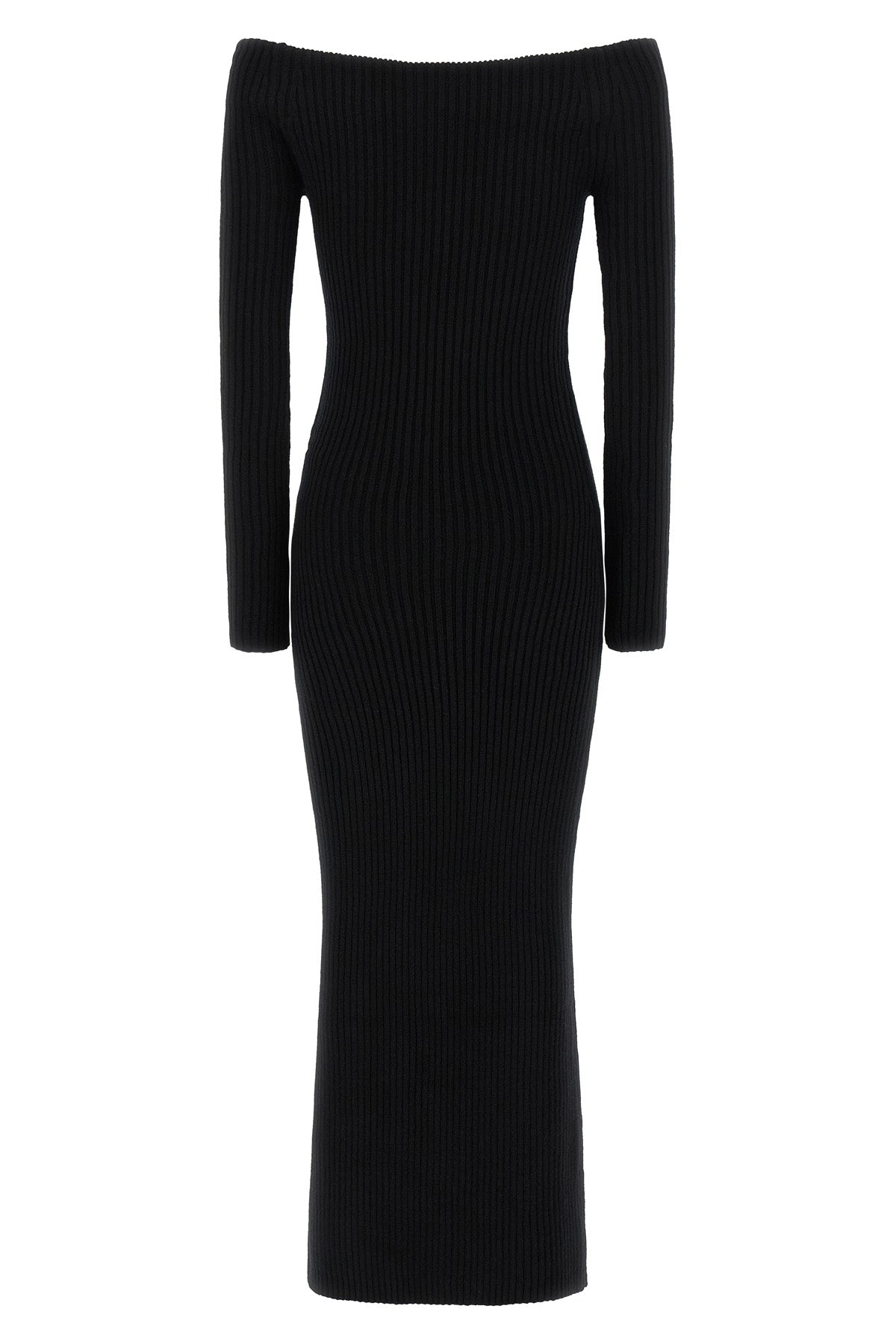 arnes1234 long dress in ribbed stretch wool and cashmere yarn