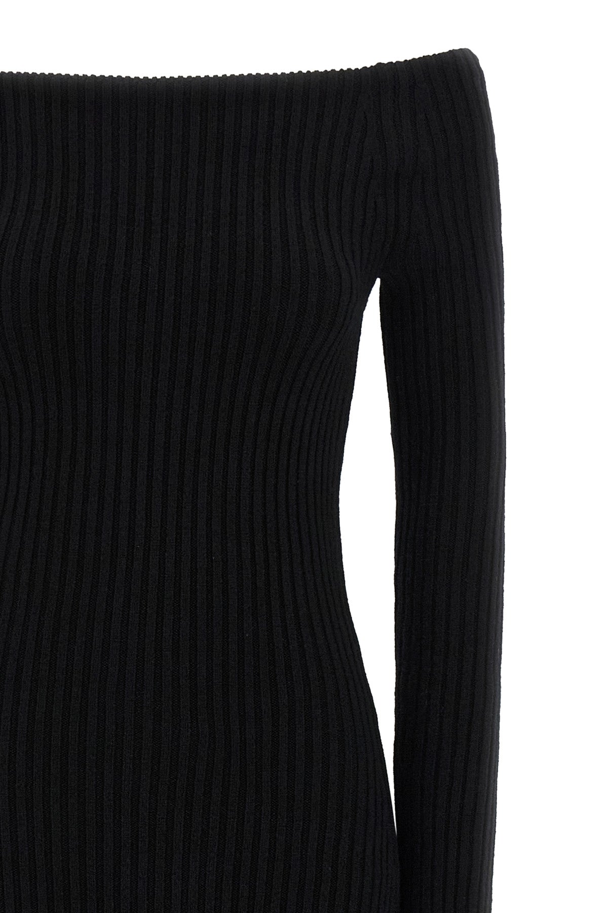 arnes1234 long dress in ribbed stretch wool and cashmere yarn