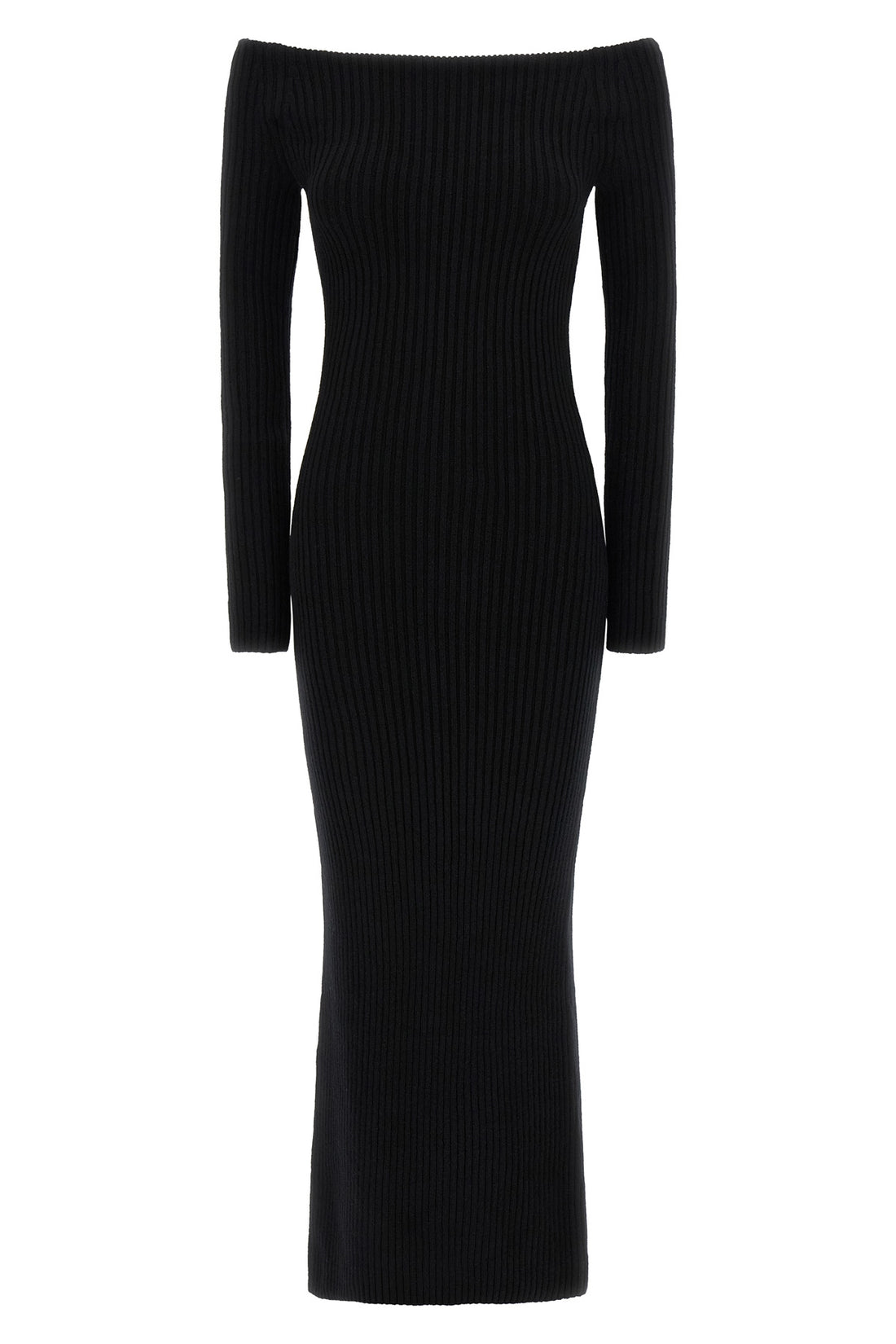 MAX MARA L arnes1234 long dress in ribbed stretch wool and cashmere yarn