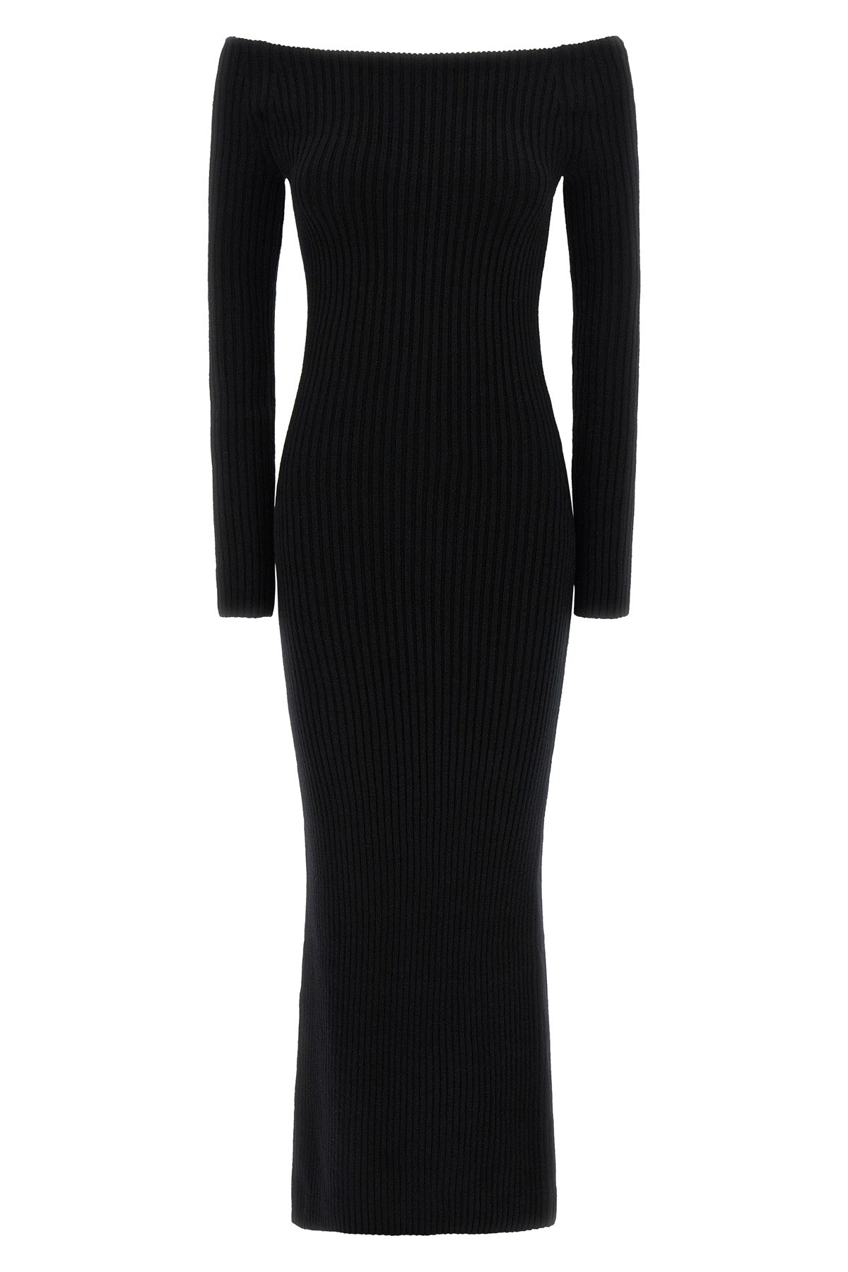 arnes1234 long dress in ribbed stretch wool and cashmere yarn