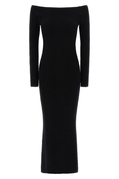 arnes1234 long dress in ribbed stretch wool and cashmere yarn