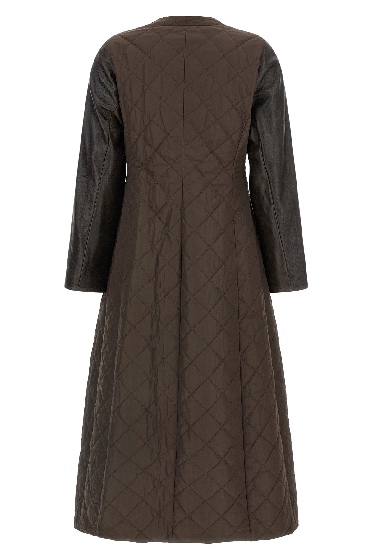long berta1234 coat in diamond-shaped technical fabric