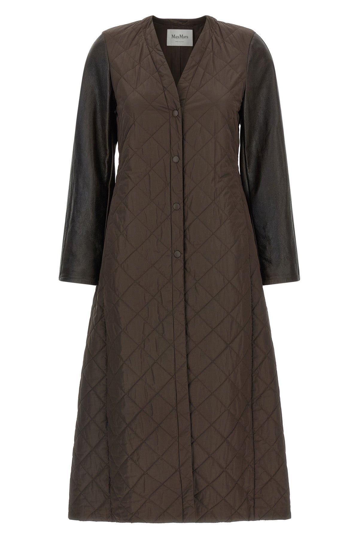 long berta1234 coat in diamond-shaped technical fabric