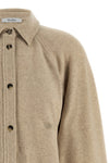 ceci mélange stretch cashmere flannel overshirt