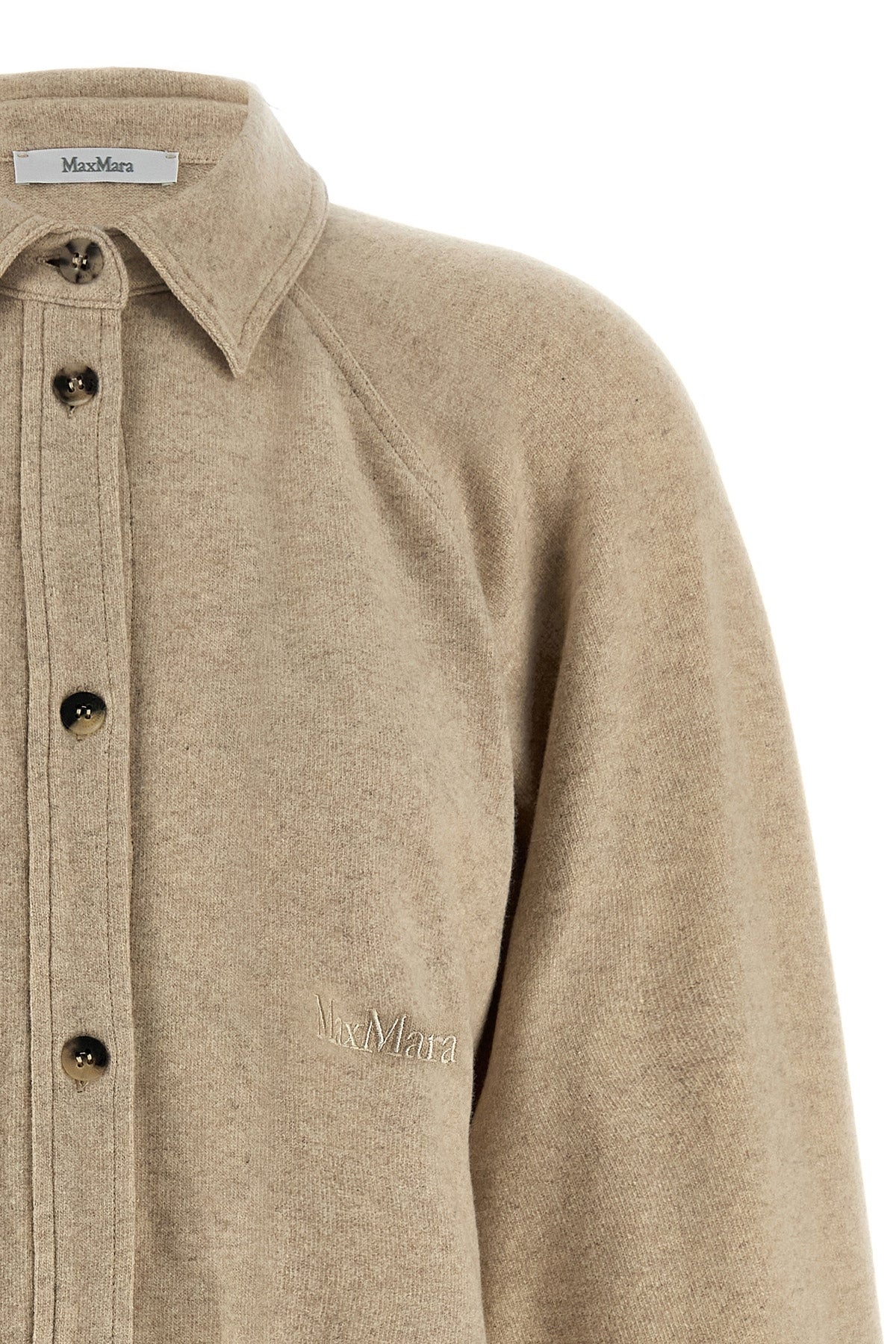 ceci mélange stretch cashmere flannel overshirt