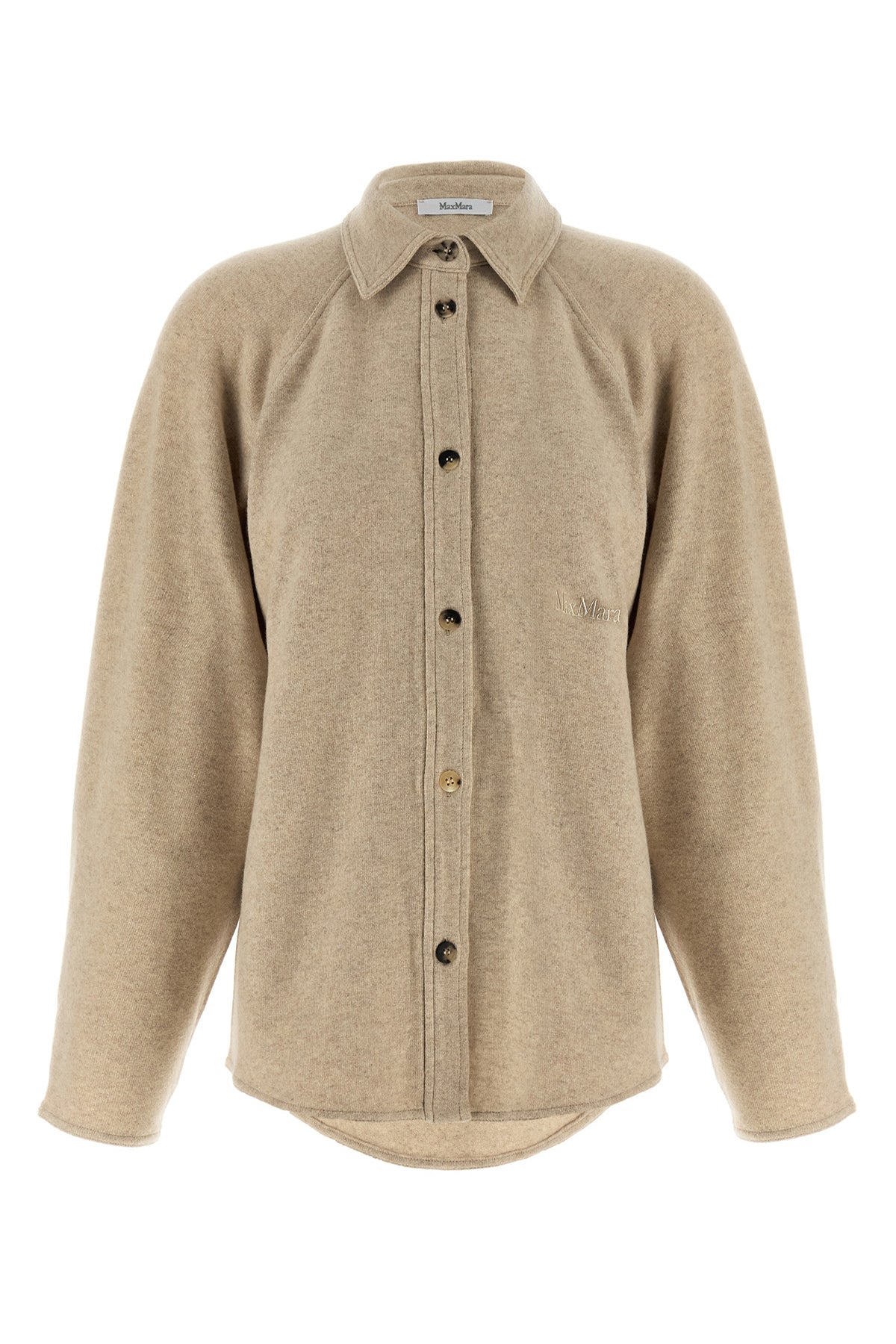 ceci mélange stretch cashmere flannel overshirt