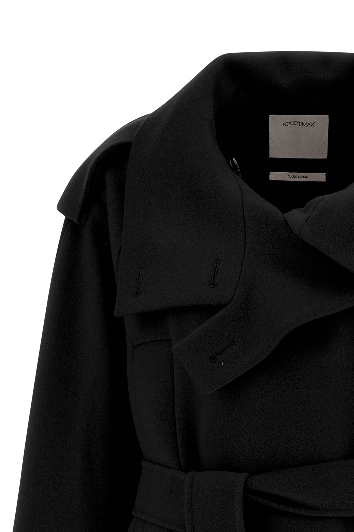 bouquet1234 short double-breasted trench coat in pure wool